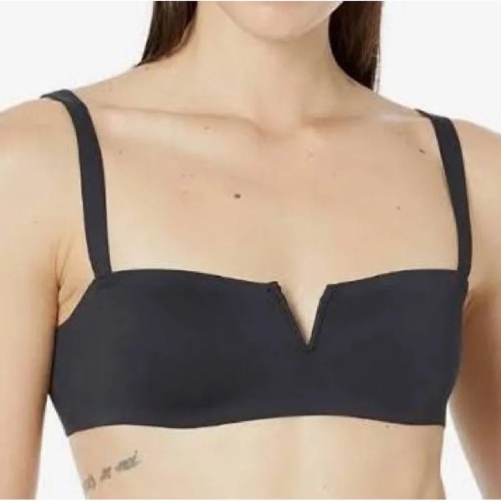 Free People Black Bandeau Bra with V-Notch
